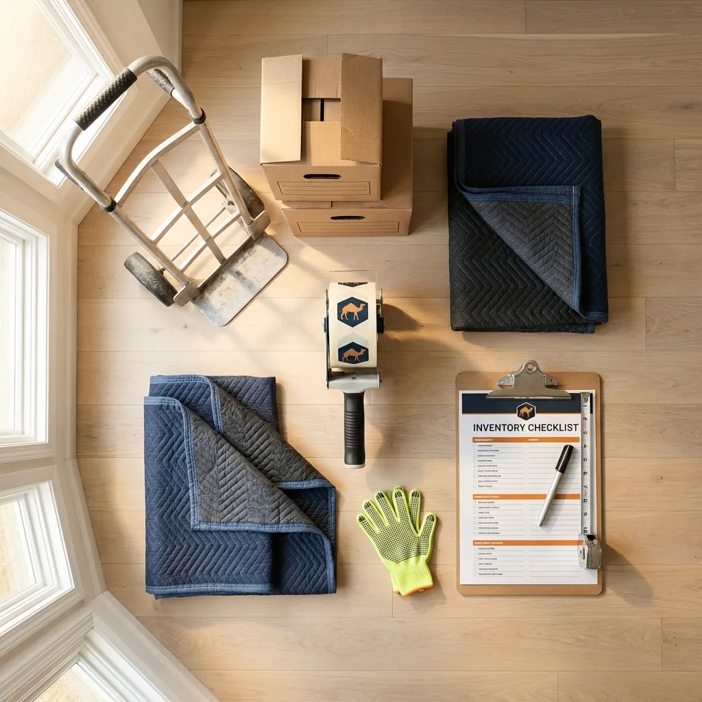 Professional moving supplies and packing materials layout for Johnson City residential relocations